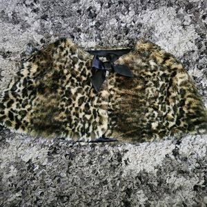 Girls Fancy Faux Fur Shoulder Cover Cape Shawl Fuzzy Crop Coat Size 2-4 Years